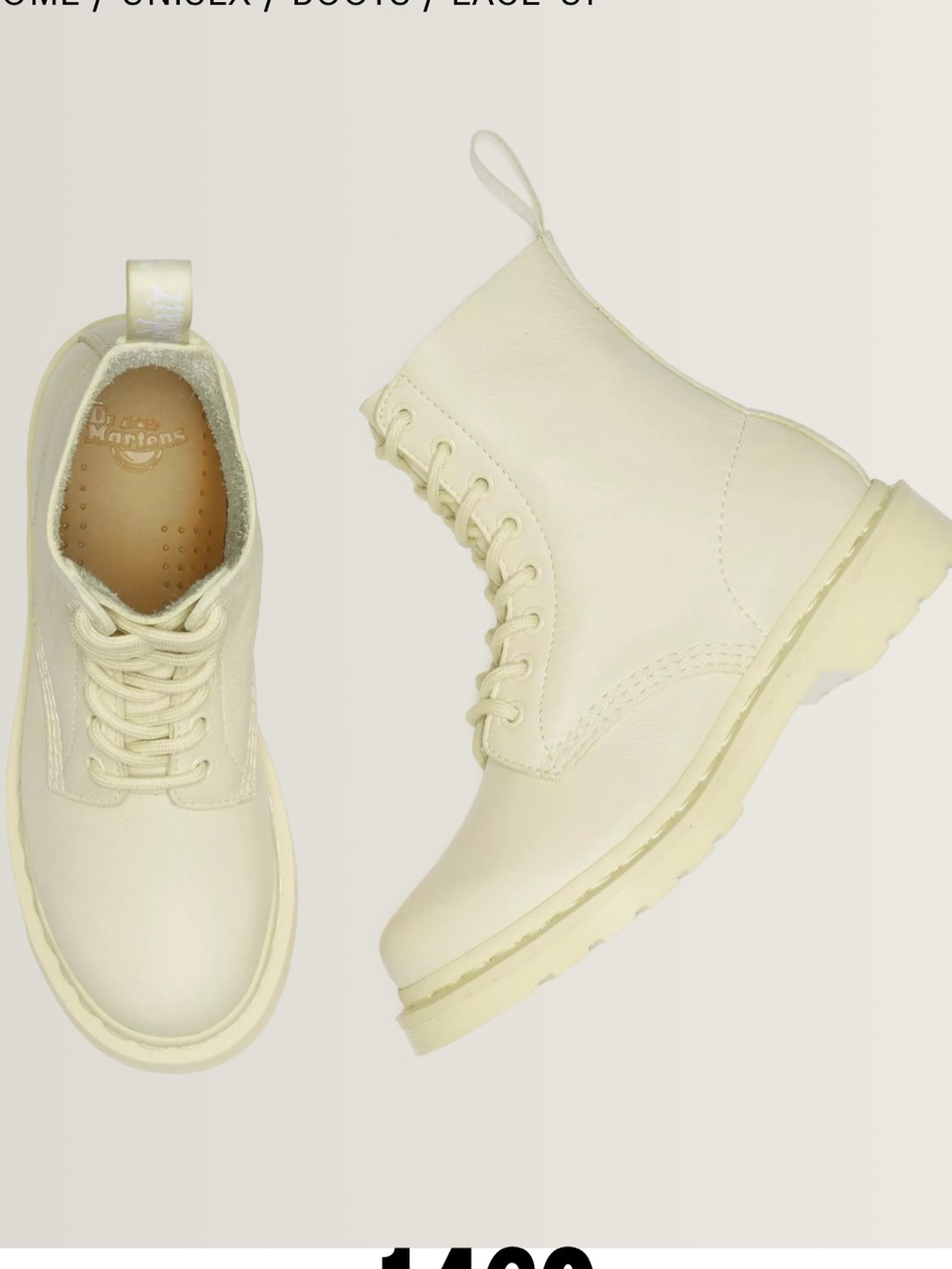 Dr. Martens Women’s Pascal 1460 Mono Lace-Up Boots Toile Cream